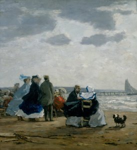 オンザビーチ、ディエップ、1864年。 作： Eugene Louis Boudin