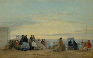 ビーチで、日没、1865。 作： Eugene Louis Boudin