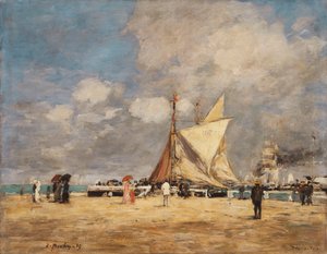 桟橋で、ドーヴィル、1889 作： Eugene Louis Boudin