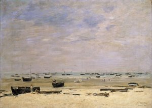 干潮時のリバーバージ。 Berck le Rivage a Maree Basse、1882 作： Eugene Louis Boudin