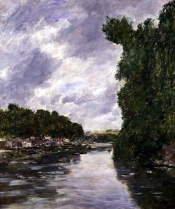 アベビル付近の川 作： Eugene Louis Boudin