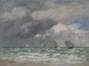 トルヴィル付近のヨット、1885-90年 作： Eugene Louis Boudin