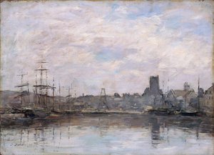 「9 月の朝: フェカン港」、1880 年 作： Eugene Louis Boudin