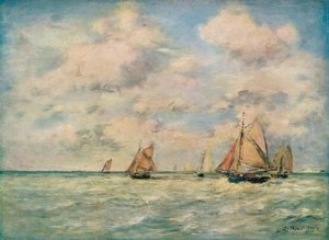 出口デバルケストゥルーヴィル、19世紀 作： Eugene Louis Boudin