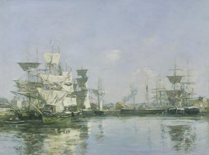ドーヴィルの洗面器、1880〜85年頃 作： Eugene Louis Boudin