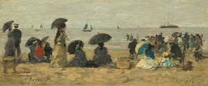 ザ・ビーチ、1877年。 作： Eugene Louis Boudin