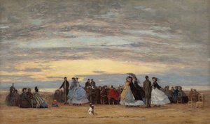 ビラービルのビーチ、1864年。 作： Eugene Louis Boudin