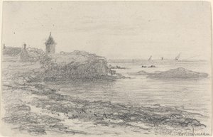 19世紀半ば後半のコンカルノーの海岸。 作： Eugene Louis Boudin