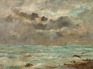 トルヴィルの海岸c。 1865-1900。 作： Eugene Louis Boudin