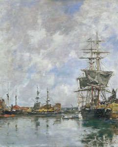 ドーヴィルのドック、1891年 作： Eugene Louis Boudin
