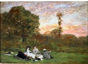 芝生の上でのランチョン 作： Eugene Louis Boudin