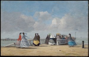 トゥルーヴィルの桟橋、1864 作： Eugene Louis Boudin