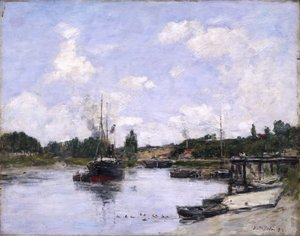 サンヴァレリーシュルソンム港、1892年 作： Eugene Louis Boudin