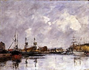 ダンケルクの港 作： Eugene Louis Boudin