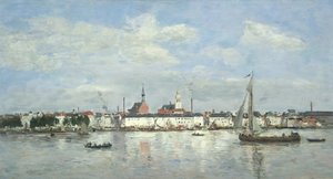 アントワープの埠頭 作： Eugene Louis Boudin
