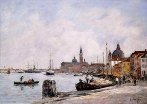 ヴェネツィアのジュデッカの岸壁、1895年 作： Eugene Louis Boudin