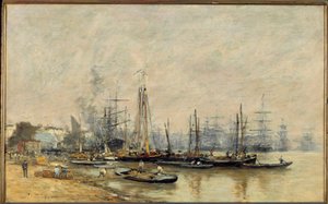 ボルドーの港 ガロンヌ川に浮かぶ船たちウジェーヌ・ルイ・ブダン（1824-1898）による絵画 1874年 日0.41x0.65 m パリ、オルセー美術館