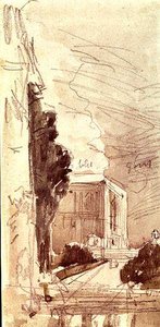シャトーのテラス（水彩・紙 作： Eugene Louis Boudin