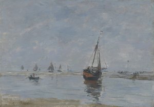 干潮時のトルヴィル、c.1888-95 作： Eugene Louis Boudin