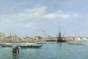 ヴェネツィア、大運河、オーストリアの汽船、1895 作： Eugene Louis Boudin