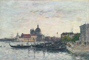 ヴェネツィア、大運河と敬礼の入り口にあるほくろ、夕方、1895 作： Eugene Louis Boudin