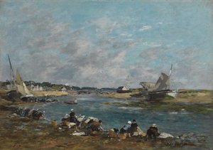 トゥーク川のほとりの洗濯婦;トゥークの腕の1つにラヴァンディエール、1866 作： Eugene Louis Boudin
