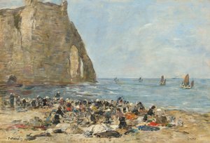 エトルタの浜辺の洗濯女、1894年。 作： Eugene Louis Boudin