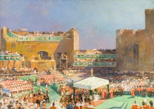 「カナーヴォンでのプリンス オブ ウェールズの叙任式」、1912 年 作： Eugene Louis Gillot