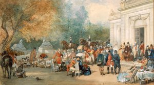 イギリスでの狩猟用朝食、1870年 作： Eugene Louis Lami