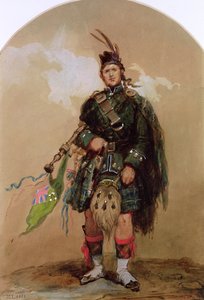 1853年のチョブハムキャンプでの第79ハイランダーズのパイパー 作： Eugene Louis Lami