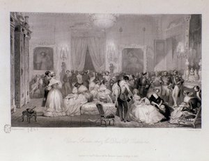 オルレアン公（フェルディナン・フィリップまたはフェルディナン・フィリップ・ドルレアン）（1810-1842）とのパリでの社交の夕べ。ウジェーヌ・ルイ・ラミ（1800-1890）によるエングレーヴィング 1841年 個人蔵 作： Eugene Louis Lami