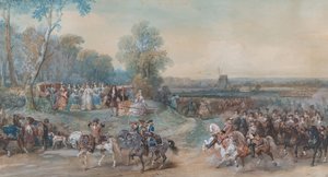 コンピエーニュのキャンプ、1698年、約。 1860年。 作： Eugene Louis Lami