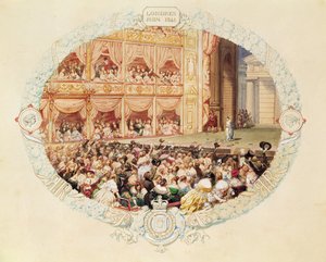 陛下の劇場のインテリア、1841年のシーズン終了-さらばMlleレイチェル 作： Eugene Louis Lami