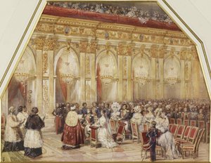 1837年、フェルディナンドフィリップドルレアン王子とメクレンブルクシュヴェリンのヘレン公爵夫人の結婚。 作： Eugene Louis Lami