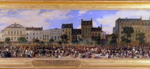 1835年7月28日、ジュゼッペ・フィエスキ（コルシカ人の陰謀家）によるフランス王ルイ・フィリップ1世（1773-1850）に対する攻撃、パリのテンプル大通り（ルイ・フィリップが国民衛兵を閲兵する） ウジェーヌ・ラミ（1800-1890）による絵画の詳細 1845年 日。
