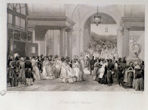 一般人がパリのオペラ座の解放をユージン・ルイ・ラミ（1800-1890）によるエングレーヴィング 1842年 個人蔵 作： Eugene Louis Lami
