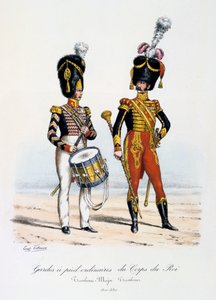 王の軍団の通常のフットガード、ドラムメジャーとドラマー、1822年から30年 作： Eugene Titeux