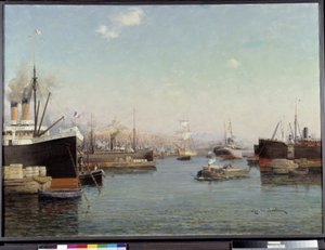 ラ・ジョリエットの港 Eugene de Barberiis (1851-1937) による絵画 20 世紀 Fondation Regards de Provence、マルセイユ 作： Eugene de Barberis