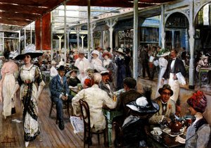カフェのテラス、マルデルプラタ、アルゼンチン、1912 作： Eugenio Alvarez Dumont