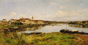 セスト・サーカレンデの眺め」1885年頃（油彩・キャンバス 作： Eugenio Gignous