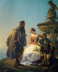 ティツィアーノとイレーネ ダ スピリンベルゴの肖像、エウジェニオ モレッティ ラレーゼ作 (1822-1874) 作： Eugenio Moretti Larese