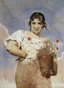 花屋（La Fioraia）」（油彩・キャンバス 作： Eugenio Prati