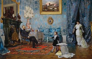 ファブリチ家、1880年頃、エウジェニオ・スコパリーニ作（1845-1913）、キャンバスに油彩、68x187 cm、イタリア