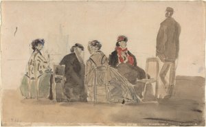 トルヴィルに座る四人の貴婦人 作： Eugène Boudin
