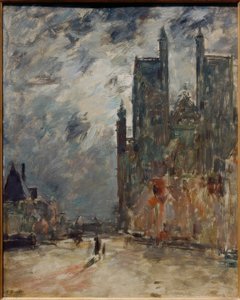 夜のアビービル大学教会 作： Eugene Louis Boudin