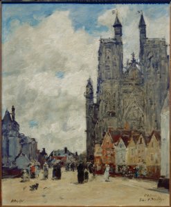 サンヴルフランの街と教会 作： Eugene Louis Boudin
