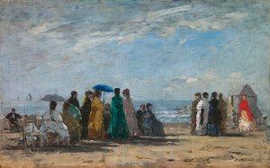 ザ ビーチ アット トルヴィル 作： Eugène Boudin