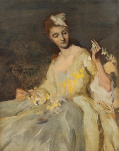 ボールガウンを着た女性の肖像 作： Eugène Carrière
