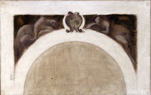 1889年から1891年にかけてのパリ市立美術館科学サロンのためのスケッチ：マグネティズム - メカニーク（油彩・カンヴァス） 作： Eugène Carrière
