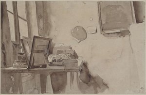 スタジオの一角、1825年頃。 作： Eugène Delacroix